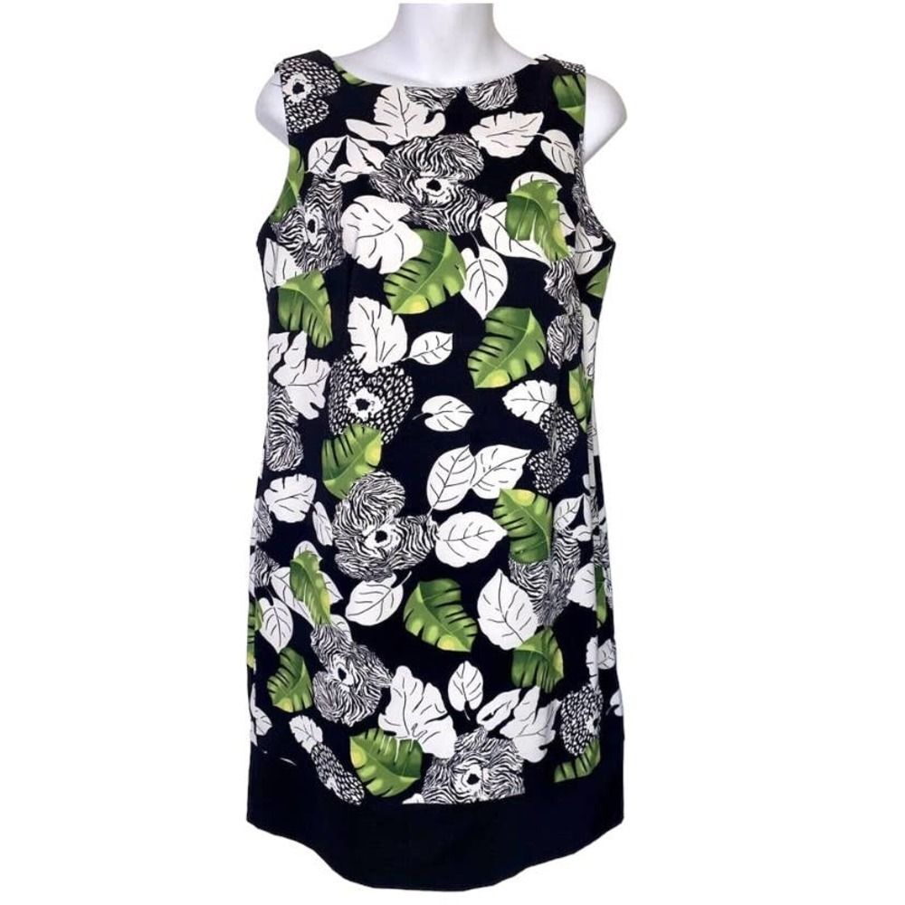Dressbarn Sleeveless Black Tropical Print Dress Size M !